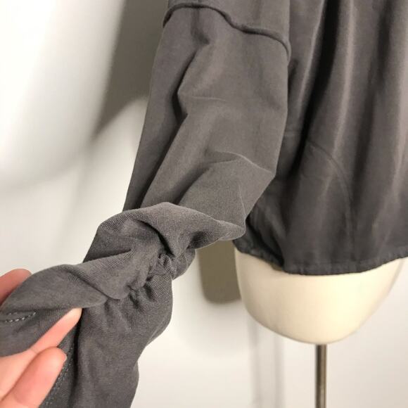 Young Fabulous & Broke Medium M Gray Ruched Full Zip Sweatshirt French Terry - Picture 5 of 8